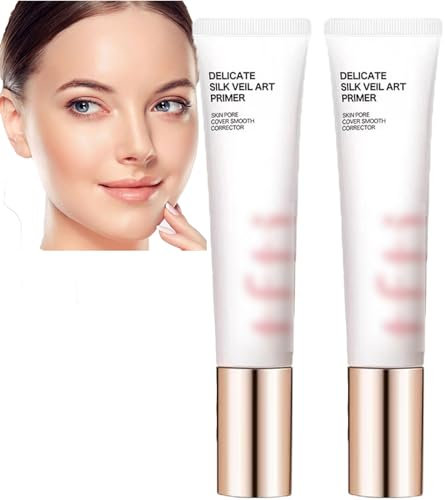 Smooth Corrector zur Abdeckung der Hautporen, zarter Silk Veil Art Primer 30 ml, Primer für unsichtbare Poren mit Ölkontrolle, Primer für Gesichts-Make-up, Concealing Tone Up Primer (2PCS)