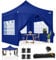 COBIZI pavillon faltpavillon 3x3 wasserdicht stabil Winterfest,Outdoor faltbar partyzelt，gartenpavillon mit 4 Seitenteilen und 4 Sandsack und Laufradtasche, Tiefes Blau