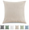 TOCOMOA Kissenbezug 40x40 cm 2er Set - 100% Gewaschene Baumwolle Kissenbezüge Oeko-TEX Zertifiziert, Leinenoptik und Atmungsaktiv Kissenhülle, Taupe Kopfkissenbezug mit Reißverschluss
