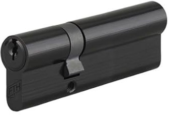 FTH - Cylindre de serrure double entrée 5G, 30x60mm, cylindre et clés en laiton, finition du cylindre en noir mat, protection contre l'arrachement, 3 clés crantées