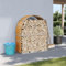 Gecheer Portaceppi,Portalegna,Capanno,Casetta,per Legna,da Esterno,in Acciaio Zincato,Marrone Chiaro,120x45x140 cm,Legnaia da Giardino,Esterno,in Acciaio,Metallo,Portalegna da Giardino in Acciaio