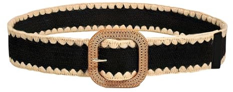 FFWTPY Ceinture Tressée Rectangulaire Tissée Bohème Ajustable Élégante Boucle Cuivrée Bordure Artisanale Accessoire Tenue