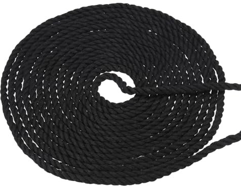 PATIKIL 1/4 Pulgada x 25 Pies Cuerda De Algodón Natural Trenzada 3 Hebras Fuerte Y Gruesa Cuerda De Algodón Cuerda para Juego De Tira Y Afloja Manualidades Decoración del Hogar, Negro