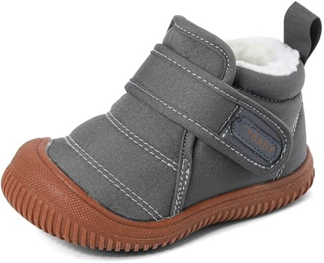 Cheerful Mario 1-5 Jahre Baby Jungen Mädchen Stiefel Lauflernschuhe Kleinkinder Winter Stiefel Warne Fell Gefüttert Winterscuhe Grau 20 EU