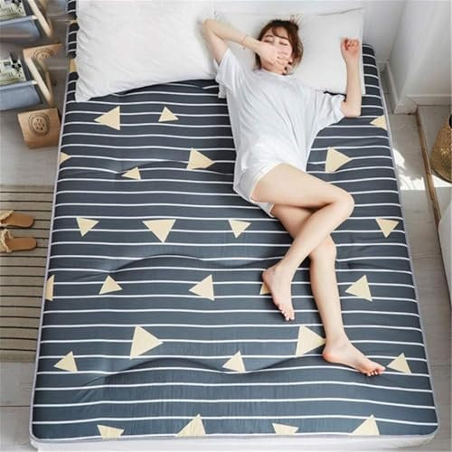 Japanische Boden-Futon-Matratze für Camping und Wohnheim, aufrollbare Isomatte mit Spannbetttuch, faltbares Gästebett (180 x 200 cm)