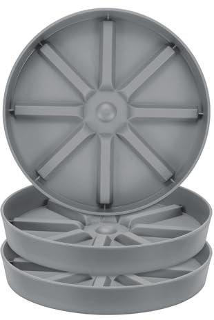 M METERXITY 3-Pack Plant Saucer, 6 Inch Flower Pot Saucers, Thicker Anti-Rot Root Plastic Plant Saucer for Indoor/Outdoor Potted Plant/Plant Water Catcher Tray [Grey]