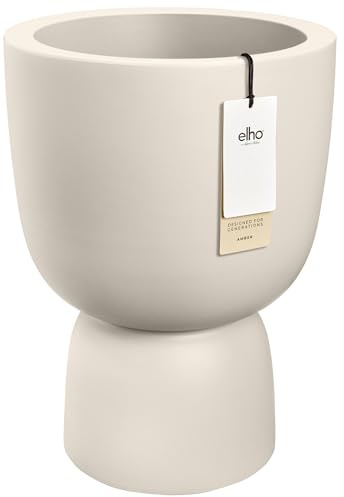 elho amber coupe 35cm flower pot - Linen White | Ø 34.9 x H 49 cm | Suitable for Indoor & Outdoor | 100% Recycled Plastic