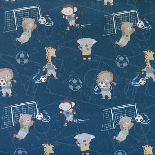 Baumwollstoff Kids-Sport Popelin Kinderstoff Meterware ab 1m Motivwahl, Motiv:Fußball