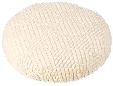 PATIKIL Elastischer Hockerbezug Rund (Durchmesser 28-35cm), Beige | Waschbarer Sitzkissenbezug für Hocker & Stühle, Dehnbarer Barhocker Schonbezug