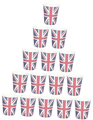 Ciieeo 16pcs Union Jack Paper Cups UK Party Decorations England Paper Cups Disposable Home Supplies