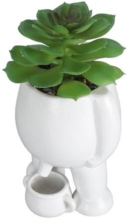 Mumusuki Pot de Plante Pipi, Simulation en Céramique Innovante Petit Homme Pipi Pot de Jardinière Succulente Pot de Fleur Décoratif pour Bureau à Domicile (White)