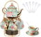 Set da tè con teiera e piattino, portabicchieri, 20 pezzi, set da tè pomeridiano in porcellana vintage, eleganti tazze da tè floreali, set di tazze da caffè in ceramica da 160 ml, per tea party