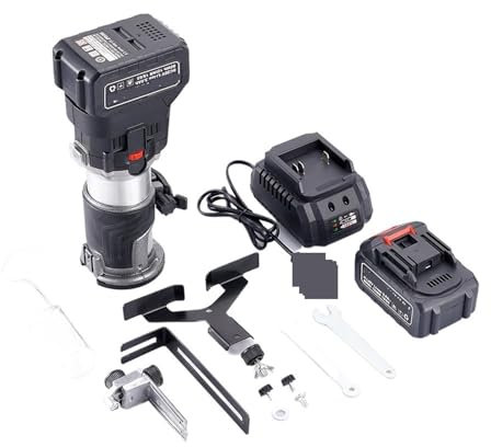 EDEDE Rifilatore Fresatrice Verticale, Incisione Scanalatura Rifilatrice Intaglio a Mano Router Lavorazione del Legno Incisione elettrica for fresatura del Legno for Batteria 18v per Legno
