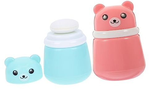 Warmhm 2stücke Talcum Powder Container Mit Niedlichem Bären-design Tragbare Puff-flasche Für Neugeborene Für Zuhause Und Hochwertigen Materialien Leicht Zu Bedienen