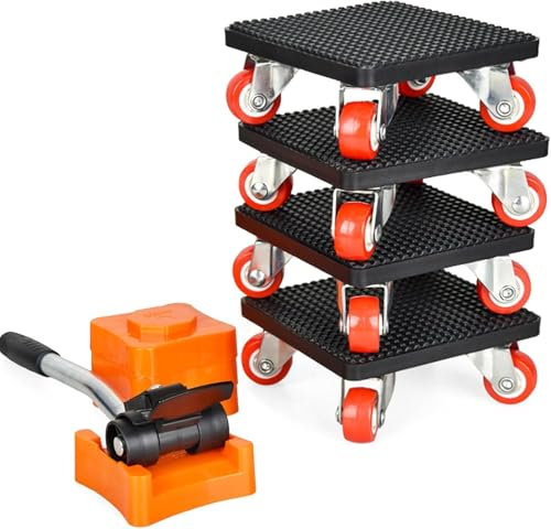 Zourglow Juego de Elevador de Muebles, Ruedas para Mover Muebles con 4 Ruedas 360 Grados para Muebles, Carga 500kg, Transportador de Muebles para Frigoríficos Sofá Lavadora Piano