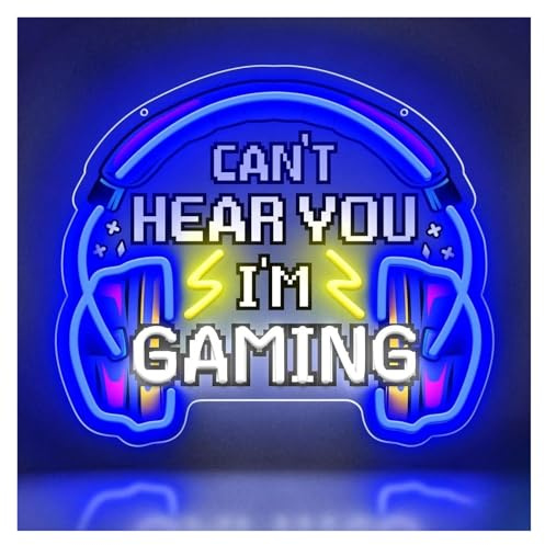 XENITE Luci al Neon Da Parete Can't Hear You I'm Gaming Insegna Al Neon Cuffie Per Giocatori Luce A LED Per La Camera Da Letto Del Ragazzo Zona Di Gioco Della Parete 33cmx28.7cm