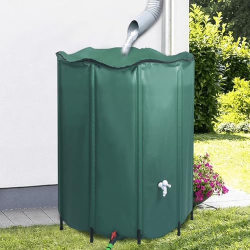 Tidyard Regenwassertank Faltbar 1000 L, Wassersparen, Gartenbewässerung, Dunkelgrün, PVC, Langzeitbeständig