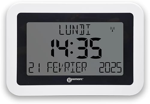 Digitale Uhr und ewiger Kalender – Die Viso 10 von Geemarc mit automatischer Zeiteinstellung und großen Zeichen – für Menschen, die mit Alzheimer Leben, ohne Hintergrundbeleuchtung