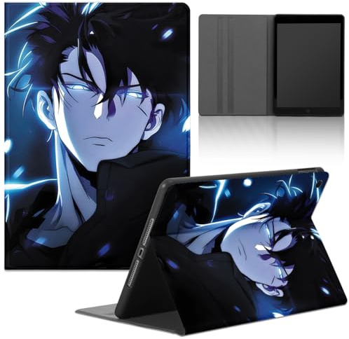 Cartoon Tablet Hülle für Apple iPad 10 Generation 2022 10,9, PU Leder Flip Silicone TPU Cover mit Anime Motiv Heißblütiger Manga Muster Jungs Case Verstellbar Stoßfest Ständer Tablet Folio,cool