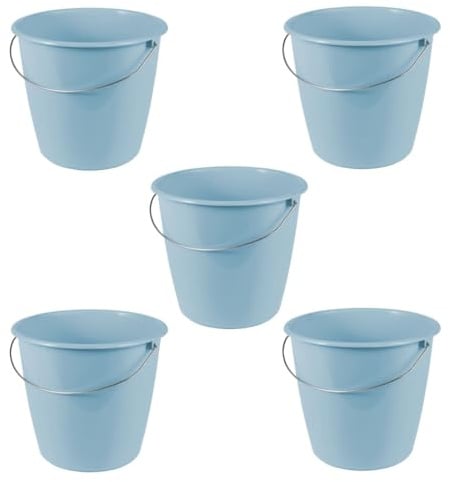 keeeper Erik 5X Eimer mit Metallbügel, 5 l, Polypropylen, 24 x 24 x 20 cm, Nordic Blue