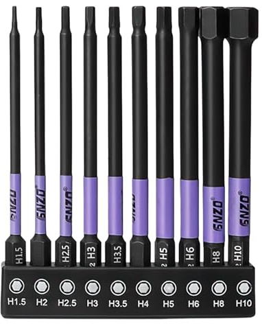 10Pcs Allen Key Drill Bit Set, 100mm Magnetic Hex Screwdriver Bits | for Industrial Use and Home Magnetic Hexagon Hex Screwdriver Bit for Cordless, Bits Set with Color Coded Base