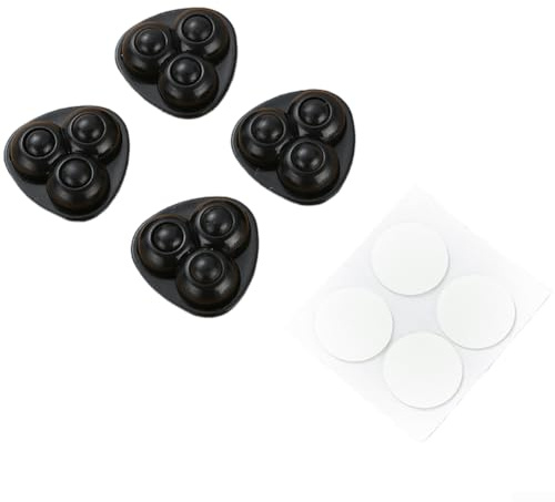 Posheliox 3-Ball Schwerlast-Lenkrollen für Möbel & Aufbewahrungsboxen - geräuschloses Rollen, zum Aufkleben, ABS + Edelstahl, 100 kg Tragkraft (A)(D)