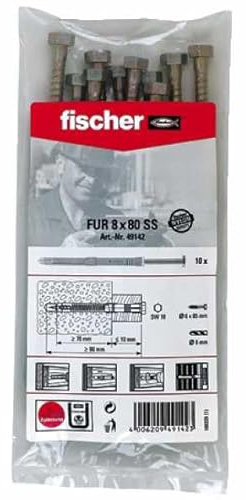Fischer Univ.rahmendübel FUR 8X80 SS B Beutel (49142) Profisortiment- Inhalt: 1 Stück