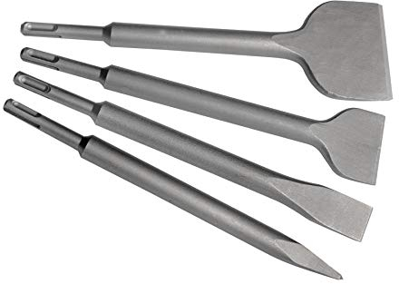Kutlu Deutschland GmbH 4x SDS-Plus Meißelset für Hilti TE-C TE104/105/15c/16/17/18/2/24/25/30C, 250 mm, Flach, Hartstahl, Metall oder Kunststoff, 190 mm, SDS-Plus Meißelset, Chisel Set