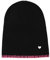 Zwillingsherz Slouch-Beanie-Mütze mit Kaschmir - Hochwertige Strickmütze für Damen Mädchen - Herz - Häkel-Rand - One Size - warm und weich im Sommer Herbst und Winter Zwillingsherz (schw/pin)