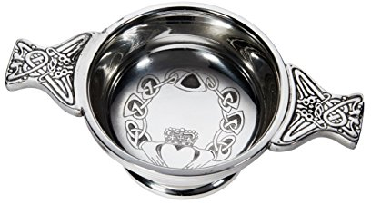 Wentworth Pewter – Kleiner Claddagh-Quaich aus Zinn – Whisky-Verkostungsschale, Liebesbecher, Burns Night