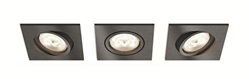Philips myLiving LED Warmglow Einbauspot Shellbark, 3-flammig, eckig, anthrazit