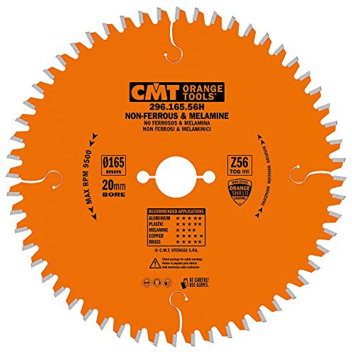 CMT ORANGE TOOLS 296.165.56H - KREISSÄGEBLÄTTER FÜR EISENFREIES MATERIAL, PLASTIK 165X2.2/1.6X20 Z56 TCG-6° NEG