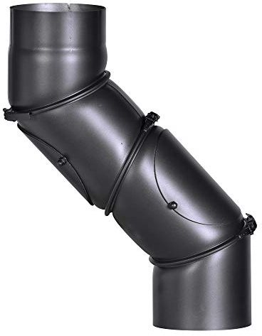 FIREFIX R120/UB Universal-Ofenrohrbogen aus 2 mm starken Stahl (Rauchrohr) in 120 mm Durchmesser, für Kaminöfen und Feuerstellen, Senotherm, schwarz, 0-90 Grad verstellbar, mit zwei Reinigungstüren