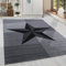 HomebyHome Teppich Wohnzimmer 200x290 cm (200x300 cm) Grau und Schwarz Moderne Stern Design - Jugendzimmer Esszimmer und Schlafzimmer Teppich Kurzflor Teppich Extra Weich - Carpet Living Room