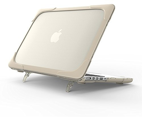 Plástico duro Funut y funda protectora de TPU con cubierta de funda mate a prueba de golpes Kickstand para Mac Pro de 13.3 pulgadas A1502/A1425 con pantalla Retina, (# Caqui)