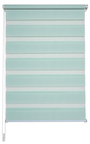 JalousieCrew Klemmfix Doppelrollo Farbe Pastell grün - Breite 45 bis 120 cm, Länge 160 cm und 210 cm - Duo - Rollo ohne zu Bohren (80 x 210 cm)