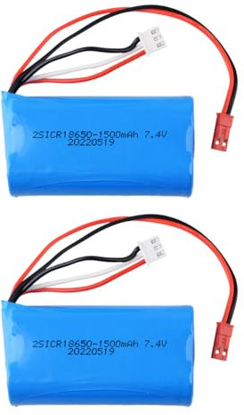2 pcs 7.4V 1500Mah 15C JST Plug li-on Battery for HUANQI 957 948 848 Double Horse 9101 9053 MJX F45 T23 T55(Old Version) RC Car Helicopter Boat etc