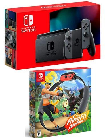 Nintendo Switch con mandos Joy-Con gris – W Ring Fit Adventure