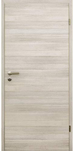 HORI Zimmertür Komplettset mit Zarge und Türdrücker I Innentür CPL Lärche Hell I Höhe 198,5 cm I Anschlag, Breite und Wandstärke wählbar - DIN rechts - 1985 x 735 x 140 mm