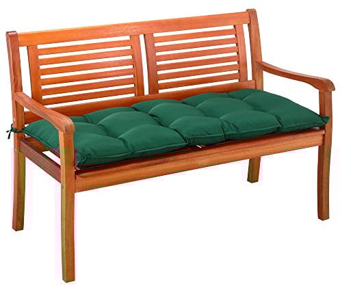 Detex Cojín para Banco de jardín Verde 110x45x8cm Almohadilla para sillón Doble Viscoelástico Hidrófugo