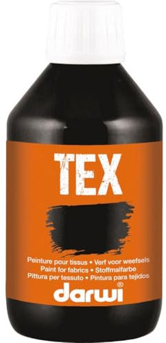 DARWI - DA0100250100C - Un flacon de Peinture Pour Tissus finition Opaque - Coloris Noir - 250 ML - DARWI TEXTILE - Loisirs Créatifs - Activité Manuelle - Bricolage