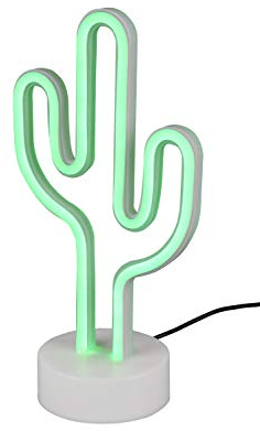 Reality Leuchten LED Tischleuchte Cactus R55220101, Fuß Kunststoff weiß, inkl. 1.8 Watt LED grün