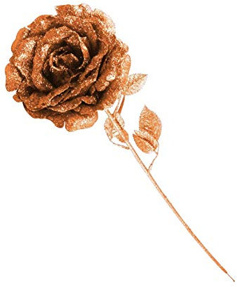 Heavy Glittered Large Single Rose! Glitter Flowers Glittery Silk Artificial[Copper]