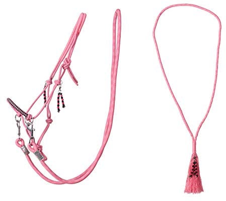 QHP Knotenhalfter Kombi Liberty Set aus Knotenhalfter mit ABN. Zügeln + Halsseil (Vollblut, Flamingo pink)