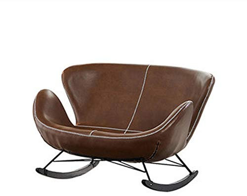 ChengBeautiful Schaukelstuhl Doppelt schaukeln Stuhl Recliner Erwachsene Faule Sofa Nordic Home Wohnzimmer Balkon Lounge Stuhl einfache Rocking schaukeln (Farbe : Braun, Size : 125x85x110cm)