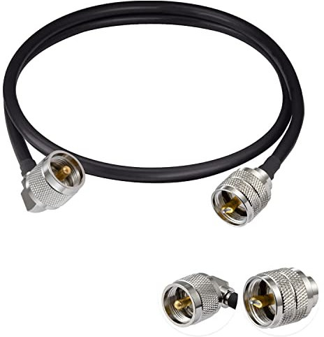Vecys PL 259 Cable Jumper UHF Macho PL-259 a UHF Macho PL-259 Cable Coaxial Digital Baja Pérdida en Ángulo Recto RG58 23.6/60CM para Walkie Talkie HAM y CB Radio SWR Medidor de Antena Analizador