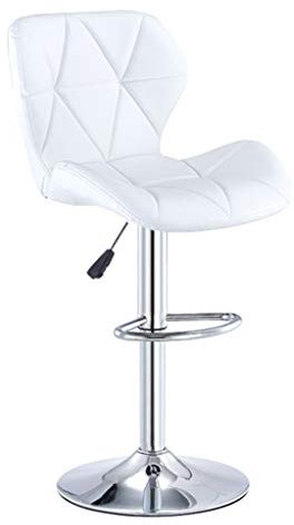 MOCHIYIA Barstools Barhocker Mit RüCken Barhocker FrüHstüCk FüR KüChe Barhocker Leder AußEn/Einstellbare Gasfeder/Chromstahl FußHocker Und Basis Weiß