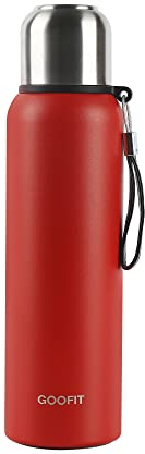 GOOFIT Thermos Flou Thermos, Flacon Vide en INOX, 800 ML, sans Bpa, étanche, Thermos pour Chaud, Froid, Boissons, Café, Thé, Gourde Isolée pour Randonnée, Pêche, Travail (Rouge)