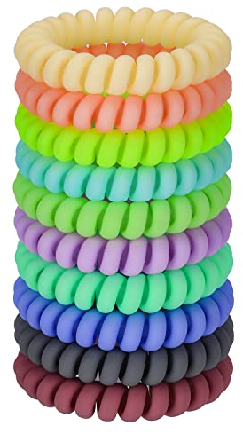 JessLab Spirale Haargummis, 10 Stück Spurlos Telefonkabel Haargummis für Pferdeschwanz, Kunststoffspulen-Haarbänder für Frauen und Mädchen, Farblich Sortiert (#15)