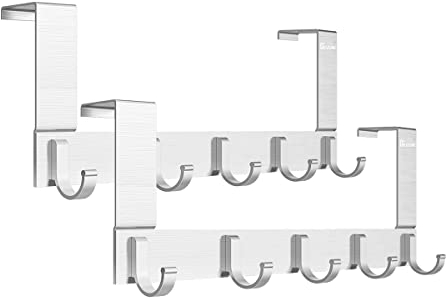 Anjuer Mehrzweck 5 Haken Türhaken Kleiderhaken für Handtüche, Schlüssel, Hüte, Roben, Handtaschen, Mäntel - Aluminiumlegierung, Silber